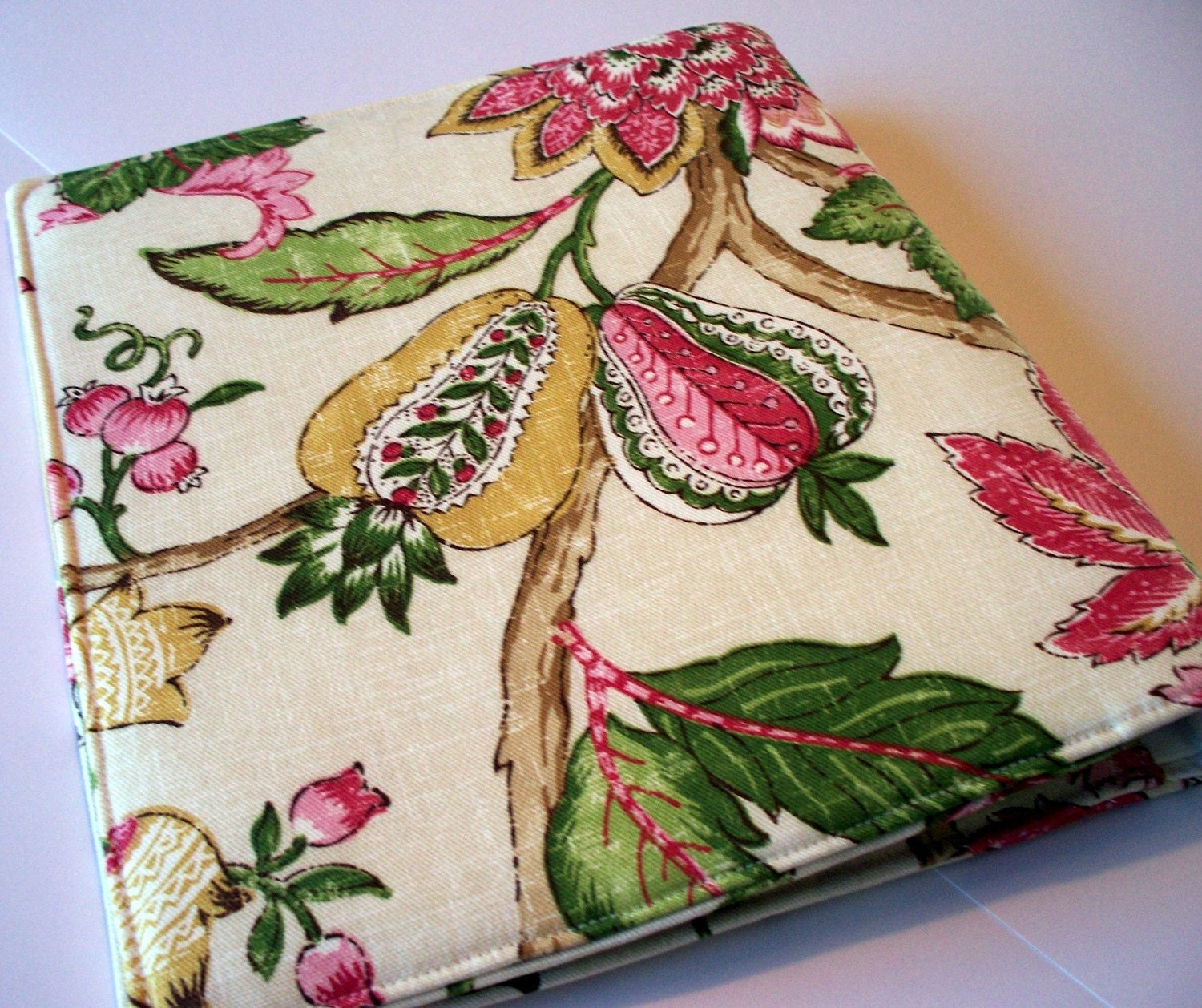 Fabric three ring binder cover with pockets bright botanical Etsy
