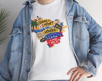 Wohin nehme ich dich mit? Tropisches Venezuela-Karten-T-Shirt | Palmen, farbenfrohes Reisedesign rawayana veneka where is the after tour