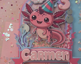 Pink Axolotl Cake Toppers | Pink Axolotl Birthday Cake Topper | Children's Cake Decoration | Axolotl Party Decor