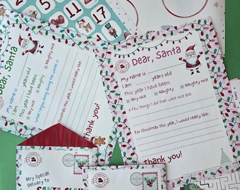 Santa Letter Printable Kit | Advent Calendar | Milk & Cookies Mat | Christmas Games for Kids | Holiday Activity Set
