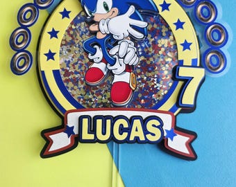 Custom Sonic caketopper, personalized cake topper, cake topper, Sonic birthday party