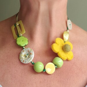 Summer Blossom & Daisy Button Statement Necklace