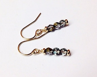 Crystal Jewelry - 3rd Anniverary Gifts for Women 15th  - Small Crystal Earrings - Dainty Crystal Dangles - Swarovski - Gold