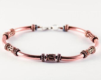 Simple Copper Bracelets - Men - Women - Unisex - Copper Jewelry - 7th anniversary - 22nd Anniversary - Gifts - Hematite - Filigree - Genuine