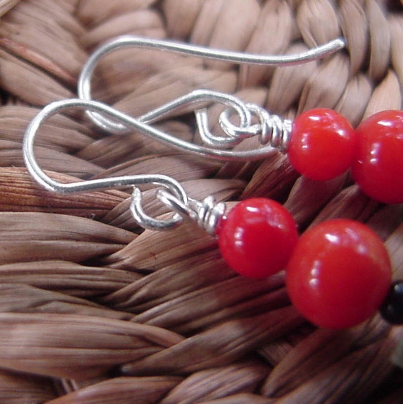 Orange Coral Earrings Black and Orange Earrings Orange Etsy