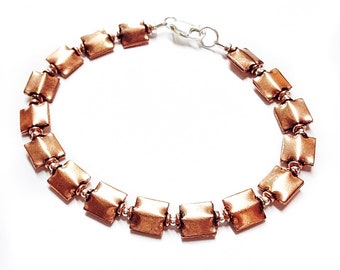Copper Bracelet for Women - 7th Anniversary gift for Her Copper Jewelry - Sterling Silver- Metal Geometric Bracelet
