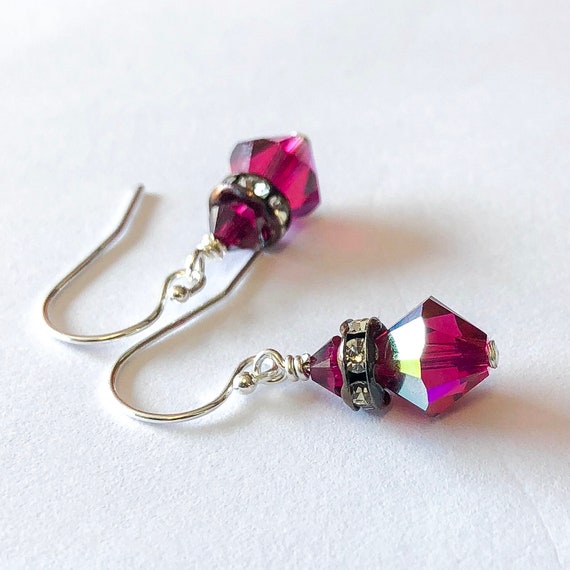 Gray Bead Earrings Beaded Hematite Earrings with Copper Sterling Silver Copper Earrings Anniversary Gifts for Wife 7th 11th -22nd