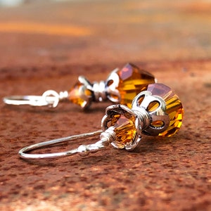 Orecchini in cristallo di topazio giallo in argento sterling - Gioielli con pietra portafortuna di novembre
