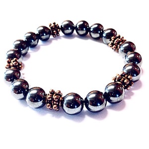 Hematite jewelry men - hematite bracelet men - 11th anniversary gift for men - gray stone bracelet