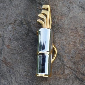 Vintage Gold & Silver Golf Bag with Gold Clubs Brooch/Pin