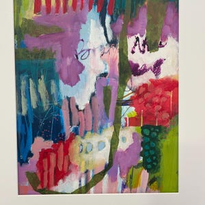 Dipinto astratto originale: "Essere vivi" con passepartout pronto per essere incorniciato (16x20)