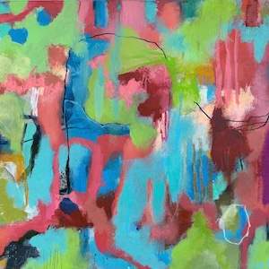 Seasons Change -  11 x 14 colorful original abstract acrylic painting on canvas