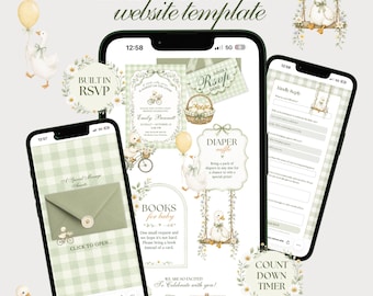 Editable Silly Goose Baby Shower Website Template, Canva Invitation with Built-In RSVP & Countdown
