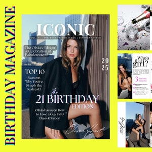 Personalized Birthday Magazine Template |  Birthday Magazine for Best Friend | Customizable Magazine | Birthday Cover| Magazine Personnalisé