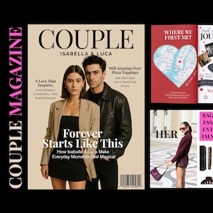 Regalo di anniversario per lui, modello Canva per rivista di coppia, libro di storie d'amore personalizzato, regalo digitale stampabile per il fidanzato