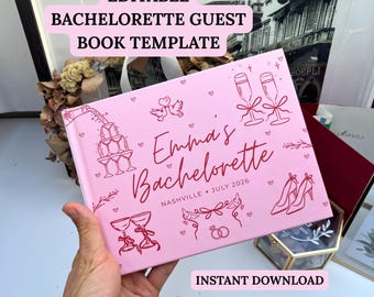 Editable Bachelorette Guest Book Template, Bridal Memory Keepsake (Instant Download)