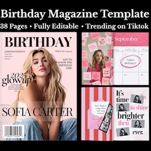 Customizable Birthday Magazine Template: Vogue-Inspired Gift (Canva Editable)