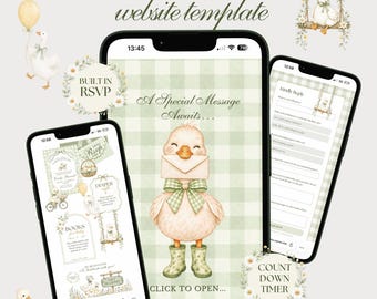 Editable Silly Goose Baby Shower Website Template, Canva Invitation with Built-In RSVP & Countdown