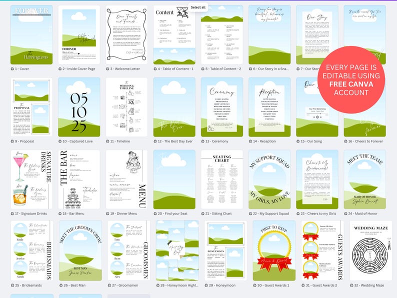 Customizable 36-Page Wedding Magazine made with Canva