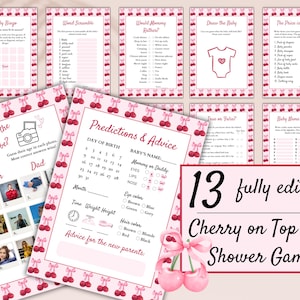Cherry On Top ベビーシャワー ゲーム | Cherry On Top ベビーシャワー バンドル | チェリー テーマのベビーシャワー ゲーム | Cherry ベビーシャワー ゲーム バンドル |