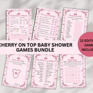 Bundel met kerstspellen voor babyshowers |  Cherry Sweet Babyshower-activiteitenspellen | Kersen babyshowerspelletjes | Voorspellingen en advies voor baby's