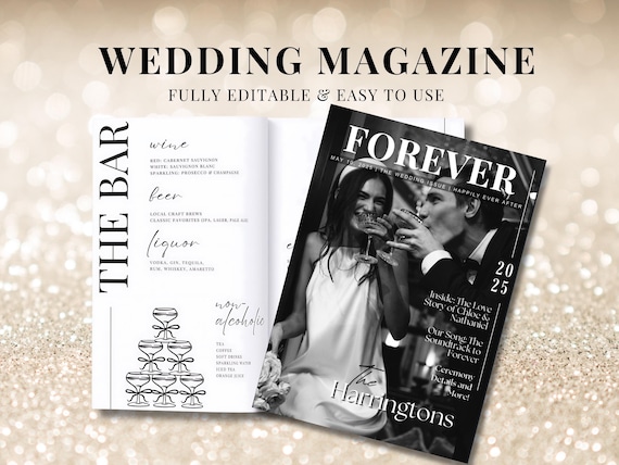 Customizable Wedding Magazine Template | 34 Page Canva Booklet (Digital Download)
