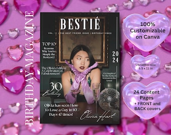 Personalized Birthday Magazine Template | Friend Gift (Canva 8.5x11) (Digital Download)