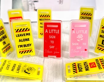 Office mini signs,Funny Office Desk Signs "Leave Me Alone, I'm Busy",Joke Acrylic Warning Desk Signs,Work Forecast,Funny Coworker Gift