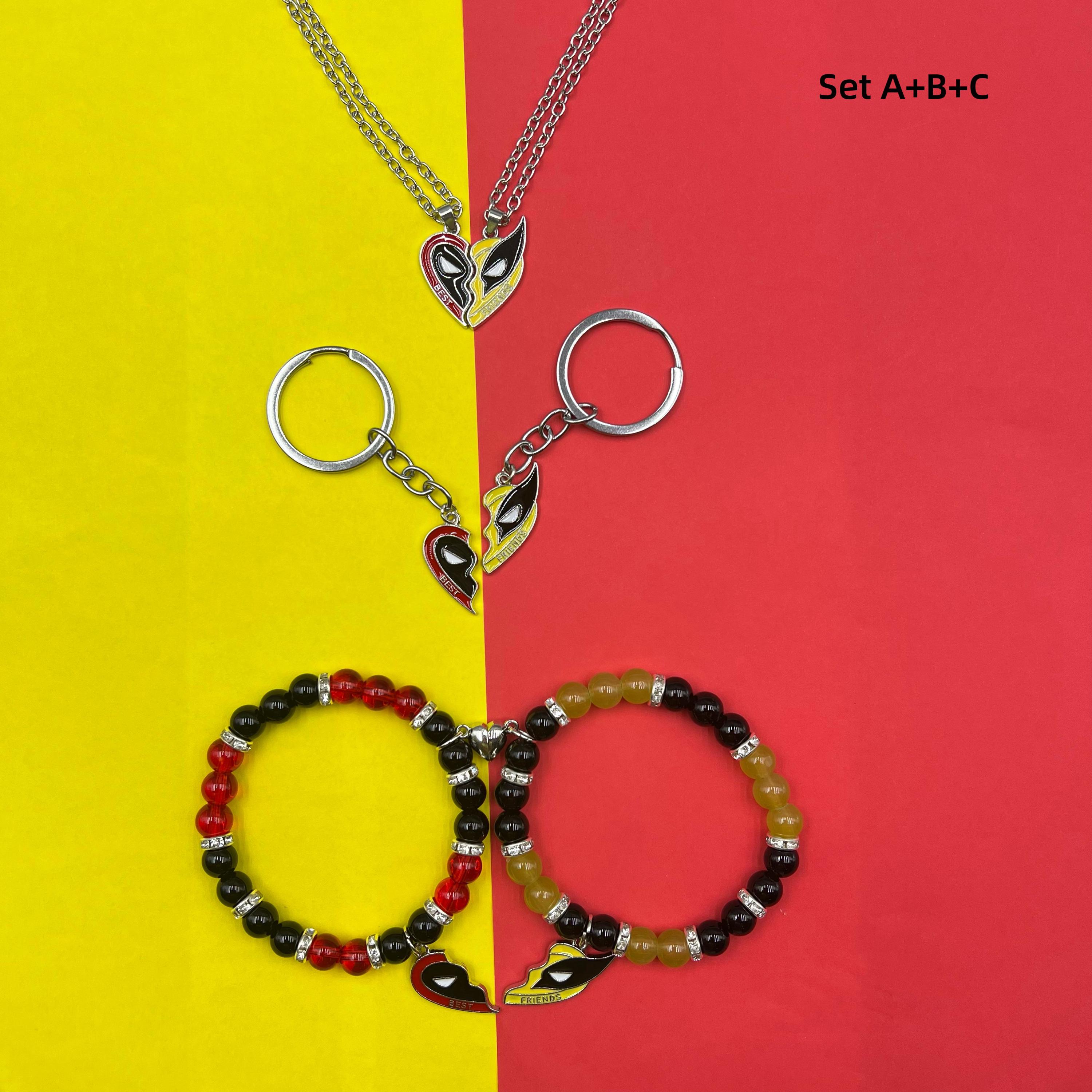 Set Di 2 Collane BFF Mezzo Cuore - Ciondoli Stitch, Deadpool E Wolverine Per Migliori Amiche E Amici