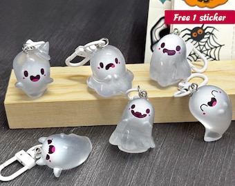 Halloween Schlüsselanhänger,niedlicher Geist Schlüsselanhänger,Halloween Geist Schlüsselanhänger mit Charm|Süsser Halloween Schlüsselanhänger|Rucksack Geldbörse Schlüsselanhänger
