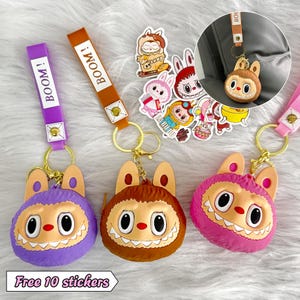 Chaveiro Monstro Labubu | Chaveiro Sente-se | Chaveiro Fofo | Chaveiro Kawaii | Capa para fone de ouvido Labubu | Bolsa para fone de ouvido Labubu | Carteira Labubu