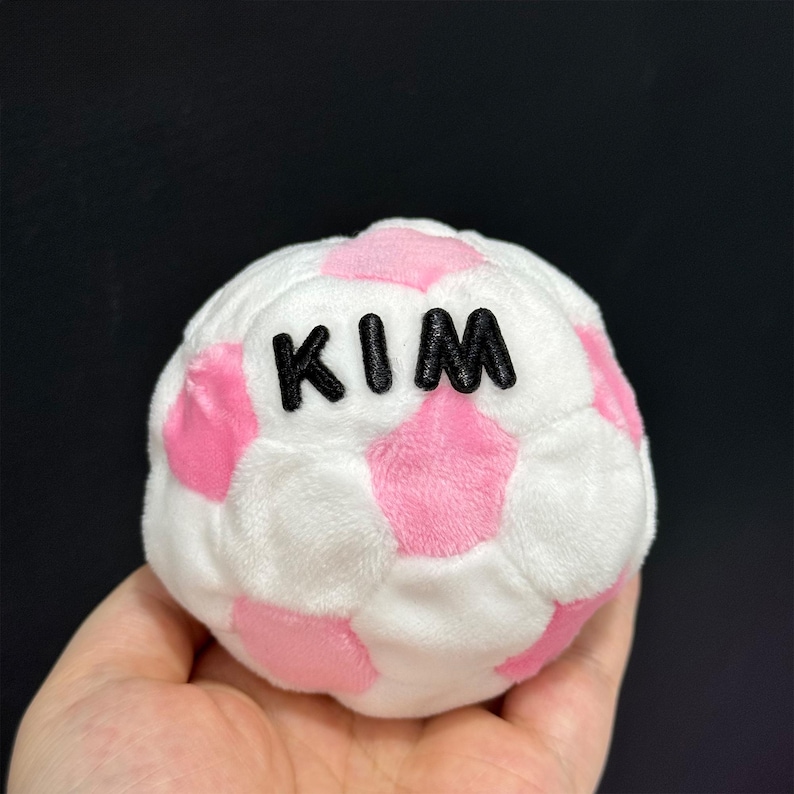 Hacky Sack Footbag Soft Plush Soccer Juggling Ball, Customized name Hand Sewing Hacky Sack Footbag, Outdoor Team Activity Kick Sack Pink+White