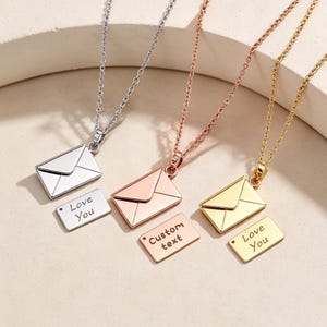 Benutzerdefinierte Umschlag Medaillon Halskette, personalisierte gravierte Geheime Nachricht Brief Anhänger, Edelstahl Liebe Hinweis Schmuck, Geschenk für sie