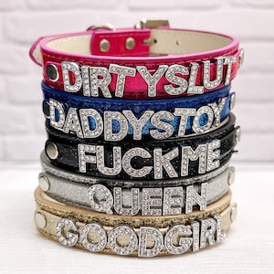 Multi colored custom diamond name leather collar for humans,A sparkling diamond collar,Handmade Collar for women,Valentine's Day gift