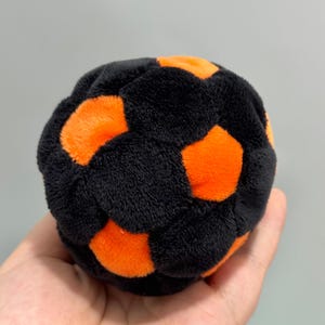Hacky Sack Footbag Soft Plush Soccer Juggling Ball, Customized name Hand Sewing Hacky Sack Footbag, Outdoor Team Activity Kick Sack Orange+Black