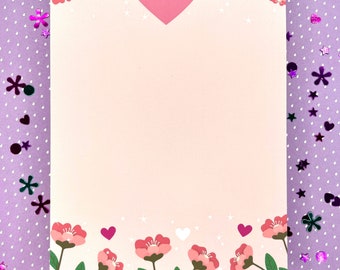 Love Yourself Flower Heart Stationary Notepad