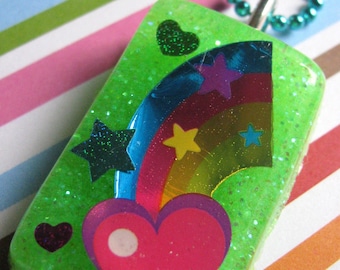 Neon Rainbow Fun Resin Necklace