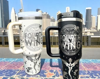 Fourth Wing Engraved Travel Cup: 40oz Dragon Fantasy Tumbler