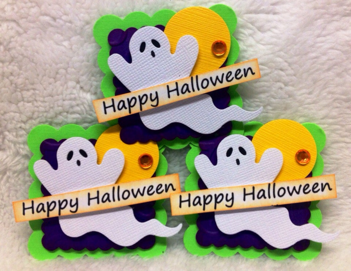 Halloween Ghost Embellishments/Card Toppers Set of 3 Etsy