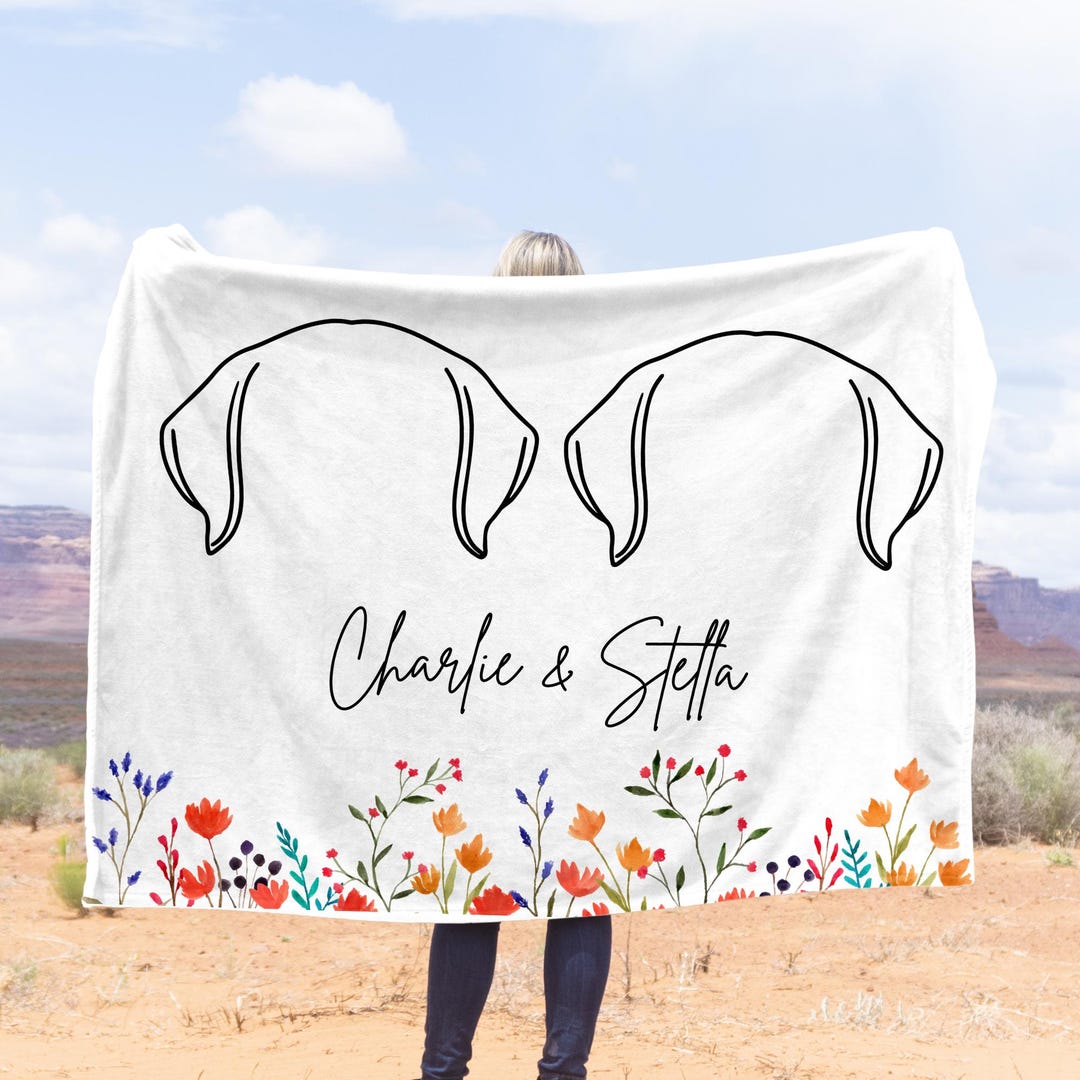 Personalized Pet Memorial Photo Blanket,custom Dog Ear Outline Blanket ...