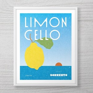 Limoncello Art Print | Retro Modern Kitchen Art | Sztuka ścienna | Dekoracja ścienna do mieszkania | Wydruk Amalfi Coast | Włoska ilustracja artystyczna | IKEA