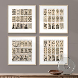 Conjunto de cartas de jogar Médici italianas do século XVIII Impressão emoldurada • Tamanhos diferentes • Impressão XL • Briscola • Presente elegante • Ilustração vintage
