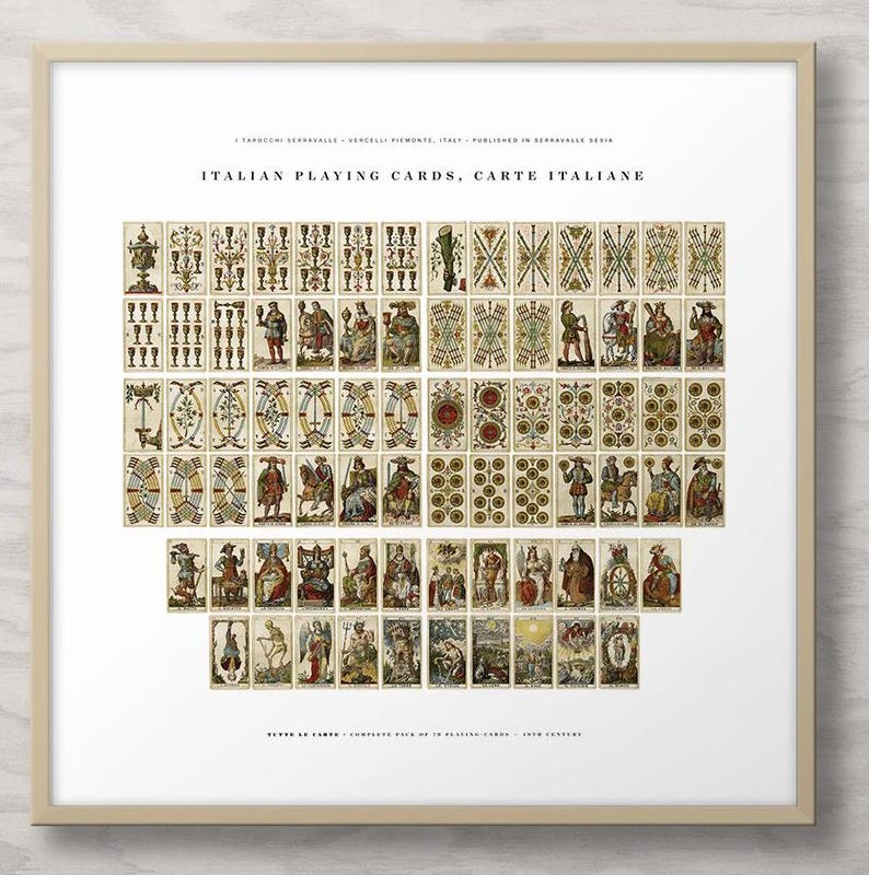 Italian Renaissance Cards Italian 19th Century Italian Playing Cards Color Framable Print ...