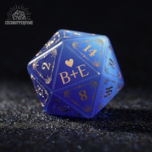 Personalised Wedding Dice Set - Custom D20, Gemstone Dice Set, Dnd Gifts, Marriage Dice, Anniversary Gift, Gifts for Couple, DM Gifts