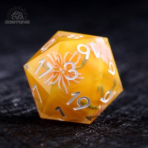 Peach Flower Resin Polyhedral Dice Set - DnD dice, Dungeons and Dragons, Sharp Edge Dice Set, Role Playing Dice, Handmade Dice