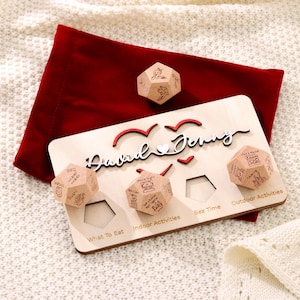 Date Night Dice - Valentine's Day Gift Ideas, Anniversary Gift for Husband, Couple Dice, Couples Initials Gifts, Date Night Ideas