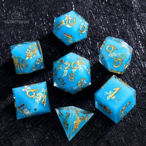 Osmanthus Resin Polyhedral Dice Set - DnD dice, Dungeons and Dragons, Sharp Edge Dice Set, Role Playing Dice, Handmade Dice
