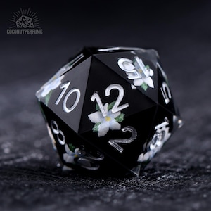 Blossom Dnd Resin Dice Set - Inner Dice Set, Dnd Gifts, DM Gifts, Sharp Edge Dice Set, Handmade Polyhedral Dice, Dungeons and Dragons