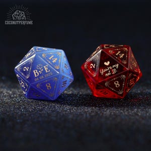 Personalised Wedding Dice Set - Custom D20, Gemstone Dice Set, Dnd Gifts, Dungeons and Dragons, Anniversary Gift, Gifts for Couple, DM Gifts