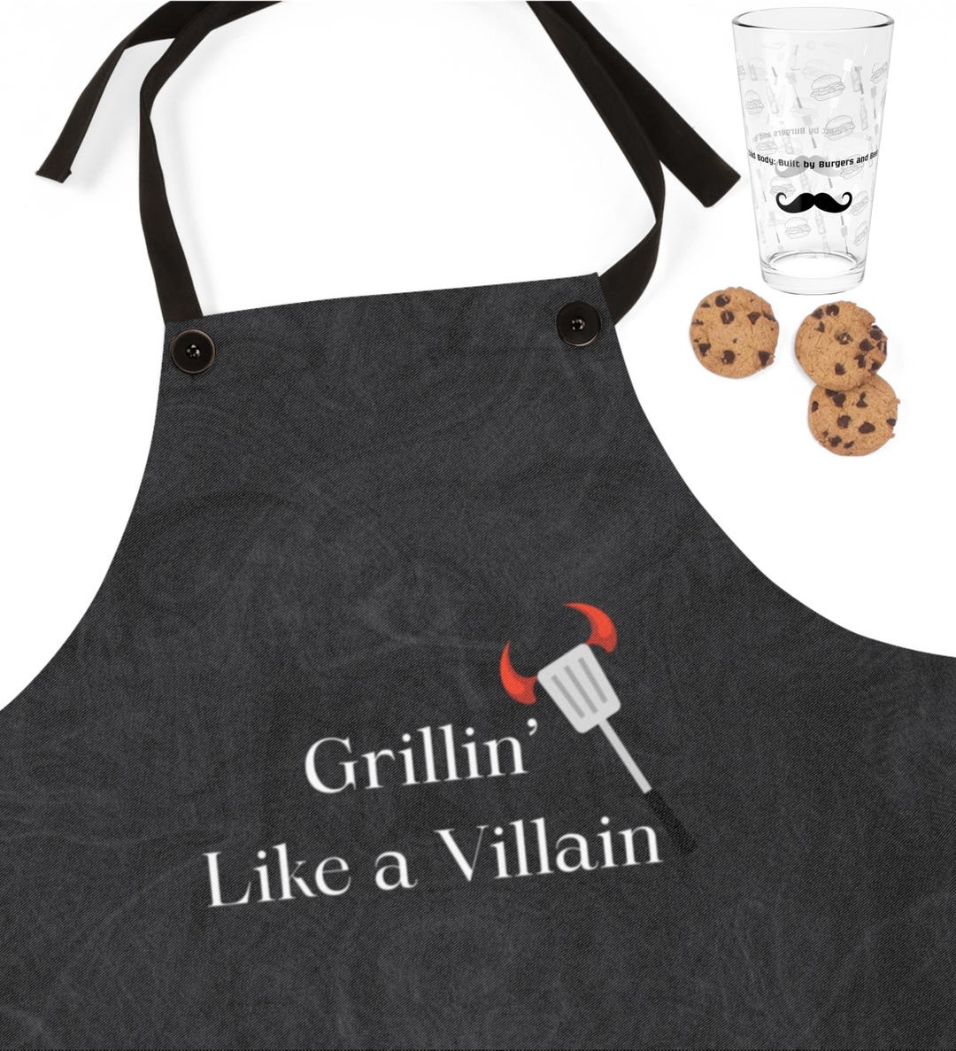 Grillin’ Like a Villain Apron – Funny Cooking Gift - BBQ Gift Set ...